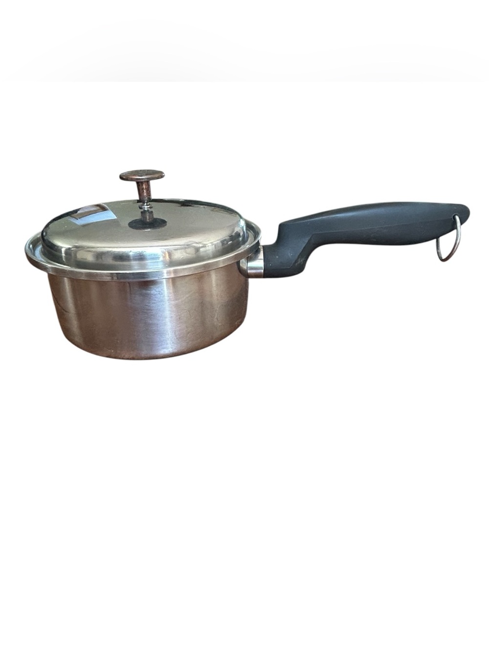 Vintage De Luxe Permanent Stainless Steel 1 Qt Saucepan Pot W‎ Lid Black Handle